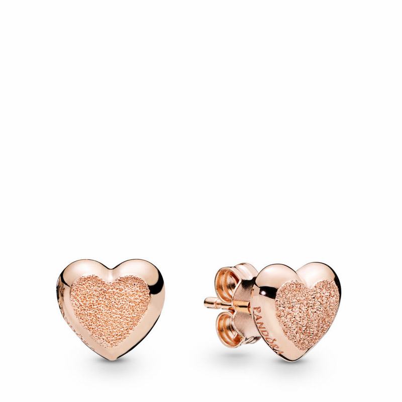 Pandora Rose™ Matte Brilliance Hearts Stud Earrings NZ (817096-SRM)